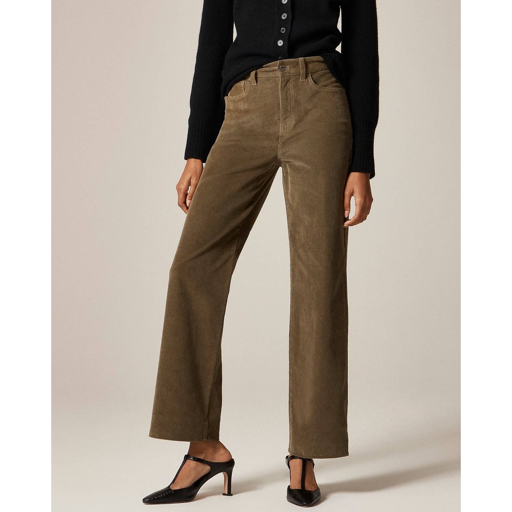 J Crew Womens Slim-Wide Pant Corduroy 27 Olive Green Preppy Fall Heritage Earthy